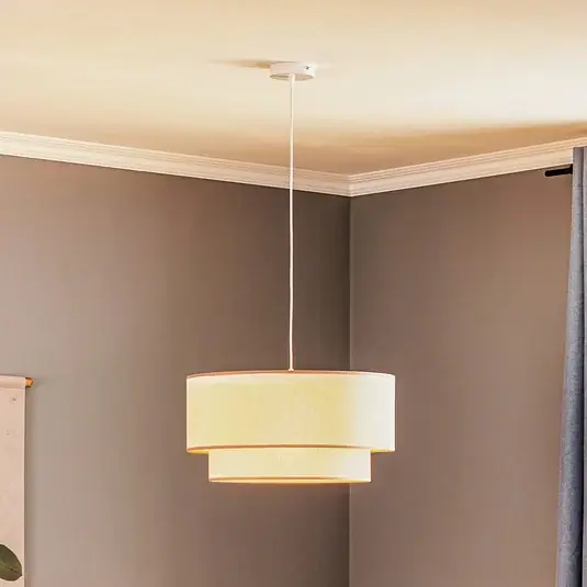 Pagamento Sicuro Lampada a sospensione Boho, beige, Ø 45 cm, tessuto