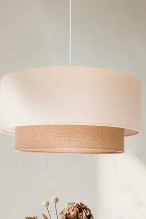 Saldi Lampada a sospensione Boho, ecru/marrone, Ø 45 cm, tessuto