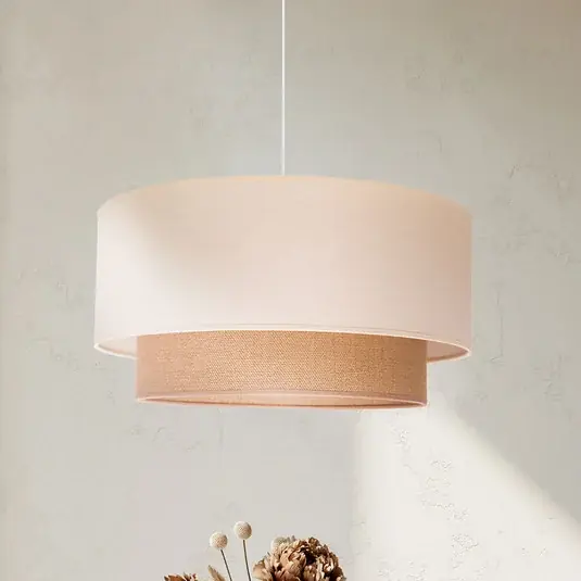 Saldi Lampada a sospensione Boho, ecru/marrone, Ø 45 cm, tessuto