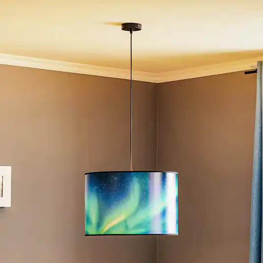 Subito Disponibile Lampada a sospensione Print L Cielo con aurora boreale turchese
