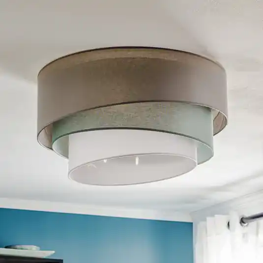 Saldi Euluna Trio plafoniera monocolore, grigio, Ø 60 cm, tessuto
