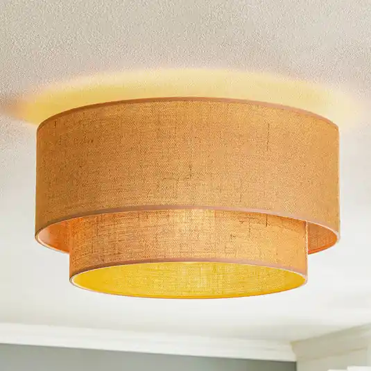Plafoniera Boho, marrone, Ø 45 cm, tessuto Ultima Occasione