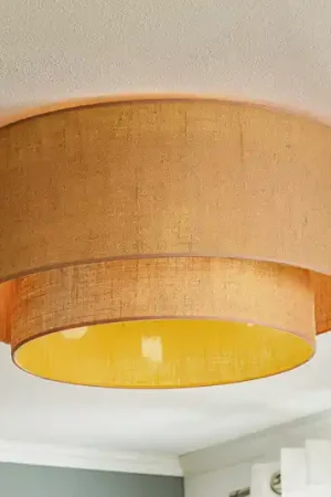 Plafoniera Boho, marrone, Ø 60 cm, tessuto Solo Oggi