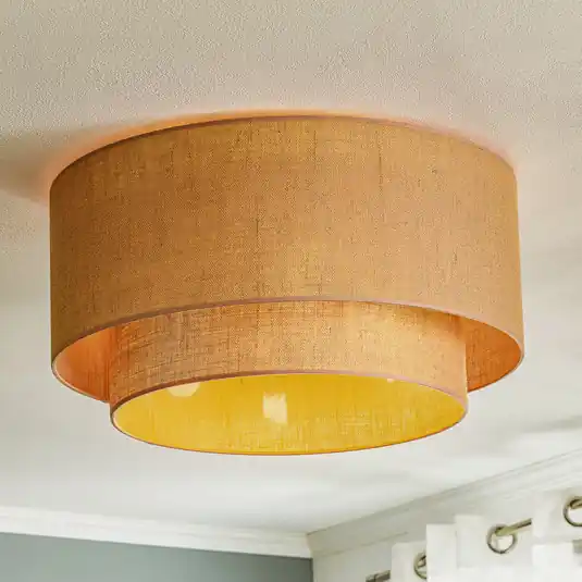 Plafoniera Boho, marrone, Ø 60 cm, tessuto Solo Oggi