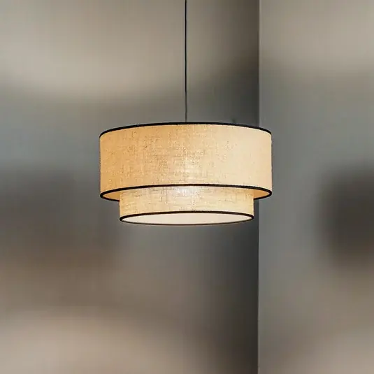 Prezzo Scontato Lampada a sospensione Boho, marrone/nero, Ø 45 cm, tessuto