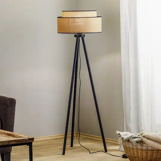 Professionale Piantana Boho, marrone/nero, tessuto/metallo, altezza 145 cm