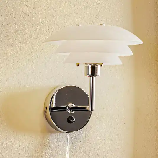 Prezzo Conveniente Dyberg Larsen DL20 applique paralume vetro, cromo